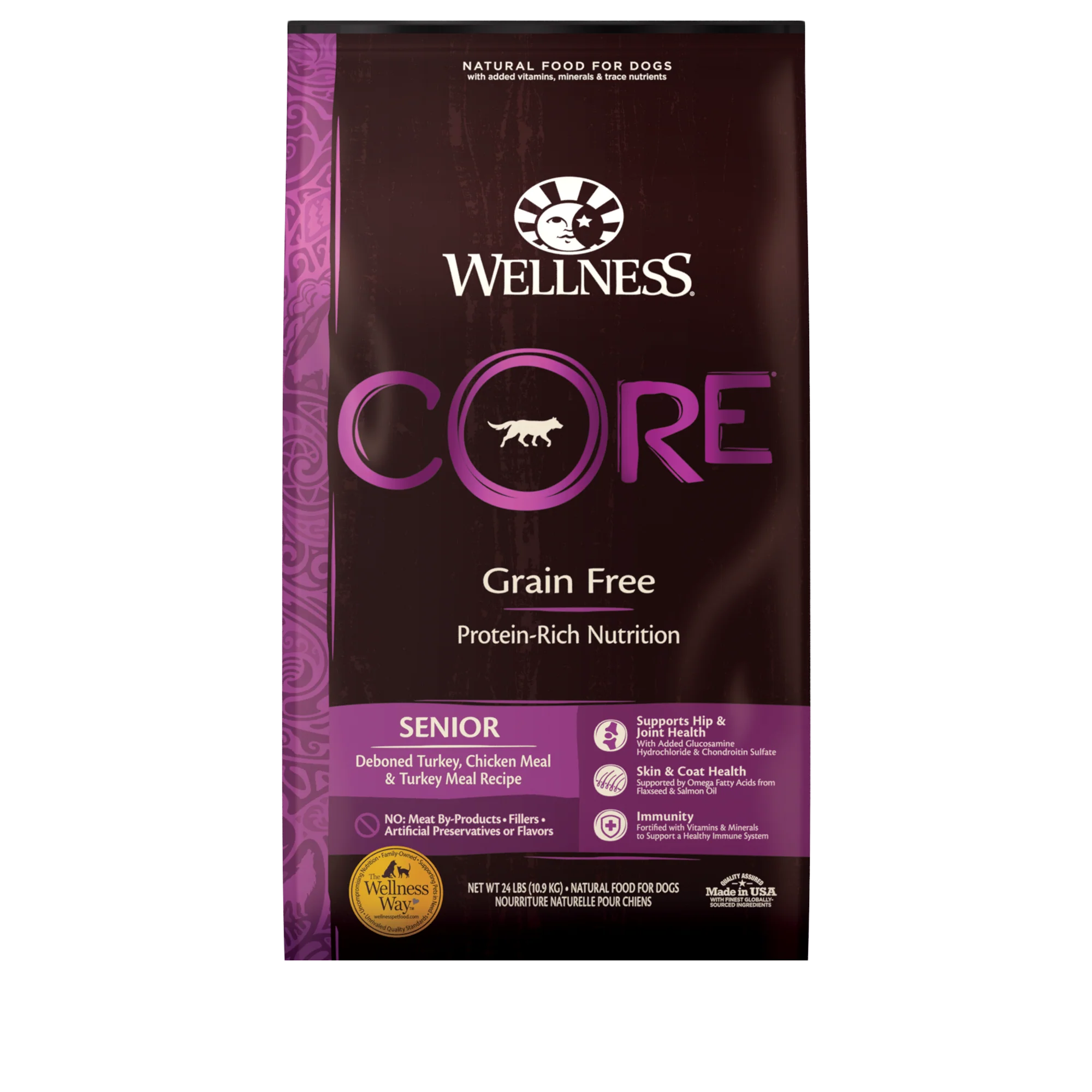 Wellness CORE Natural Grain Free Dry Dog Food Senior 24lb Bag - Image 1