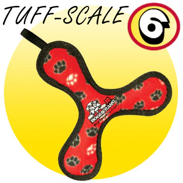 Tuffy Junior Boomerang Red Paw  Durable Squeaky Dog Toy - Image 1