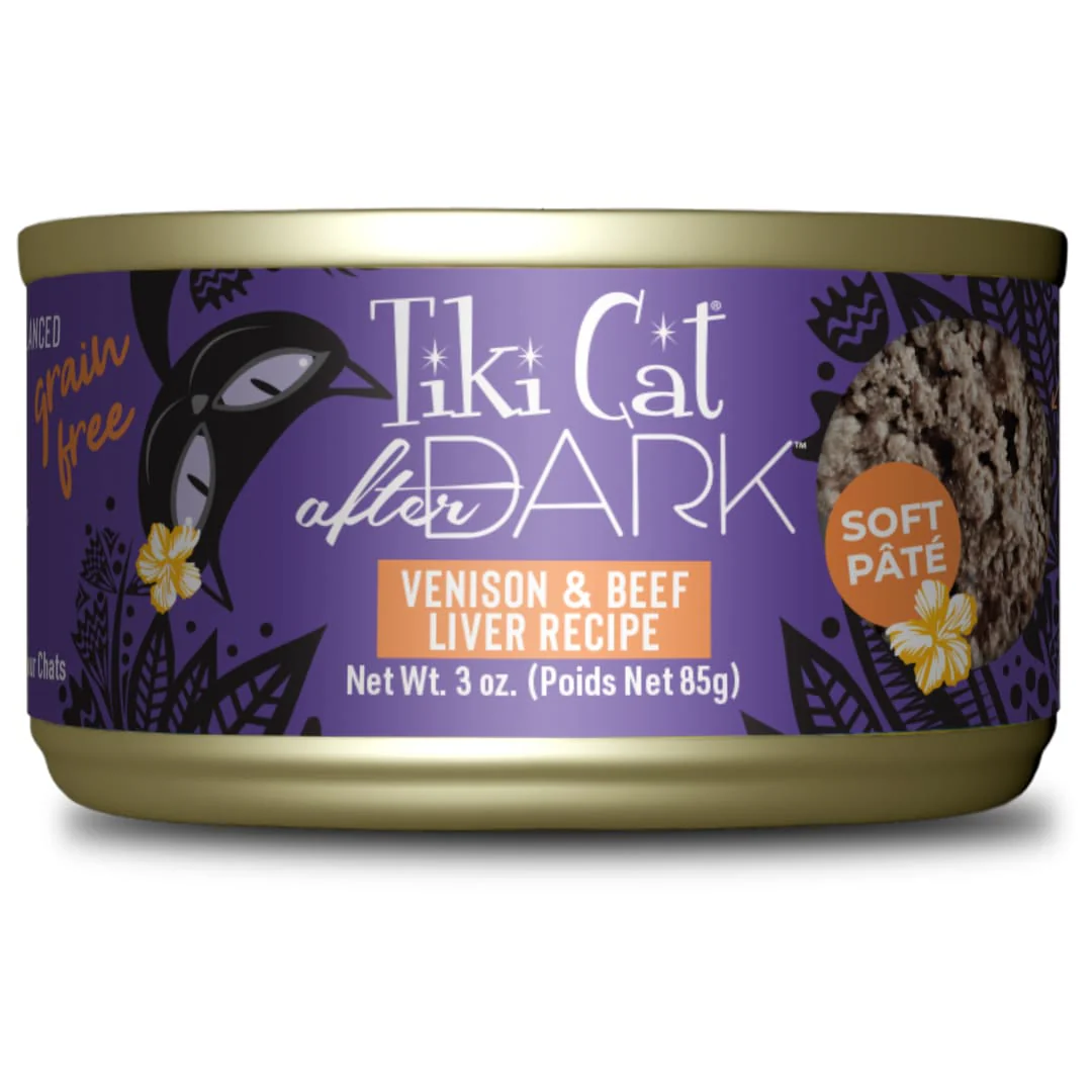 Tiki Cat After Dark Pate Wet Cat Food Wild Venison & Beef Liver 3oz Can - Image 1