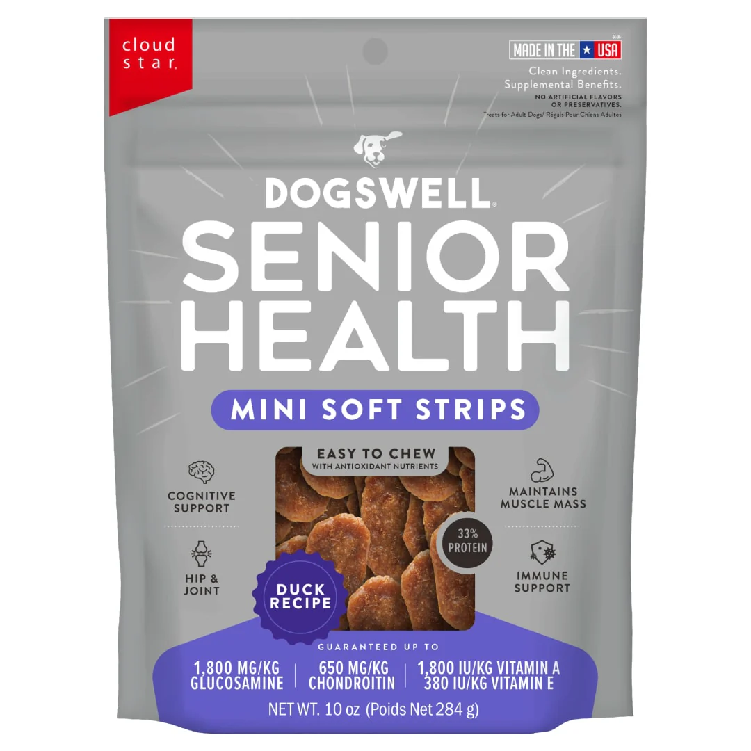 Dogswell Lifestage Senior Treats Mini Soft Strip Duck, 10 oz. Bag - Image 1