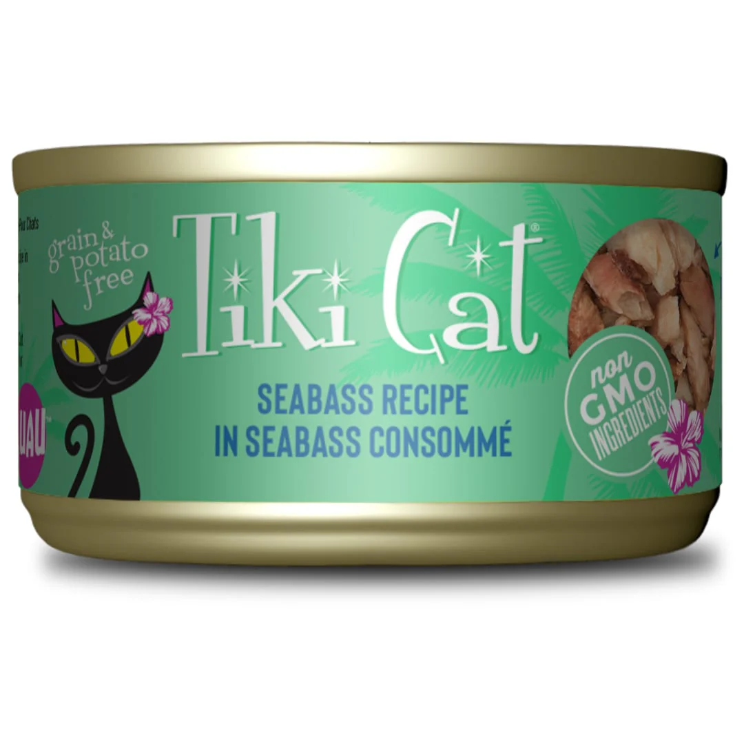 Tiki Cat Luau Wet Cat Food, Seabass, 2.8oz Can - Image 1