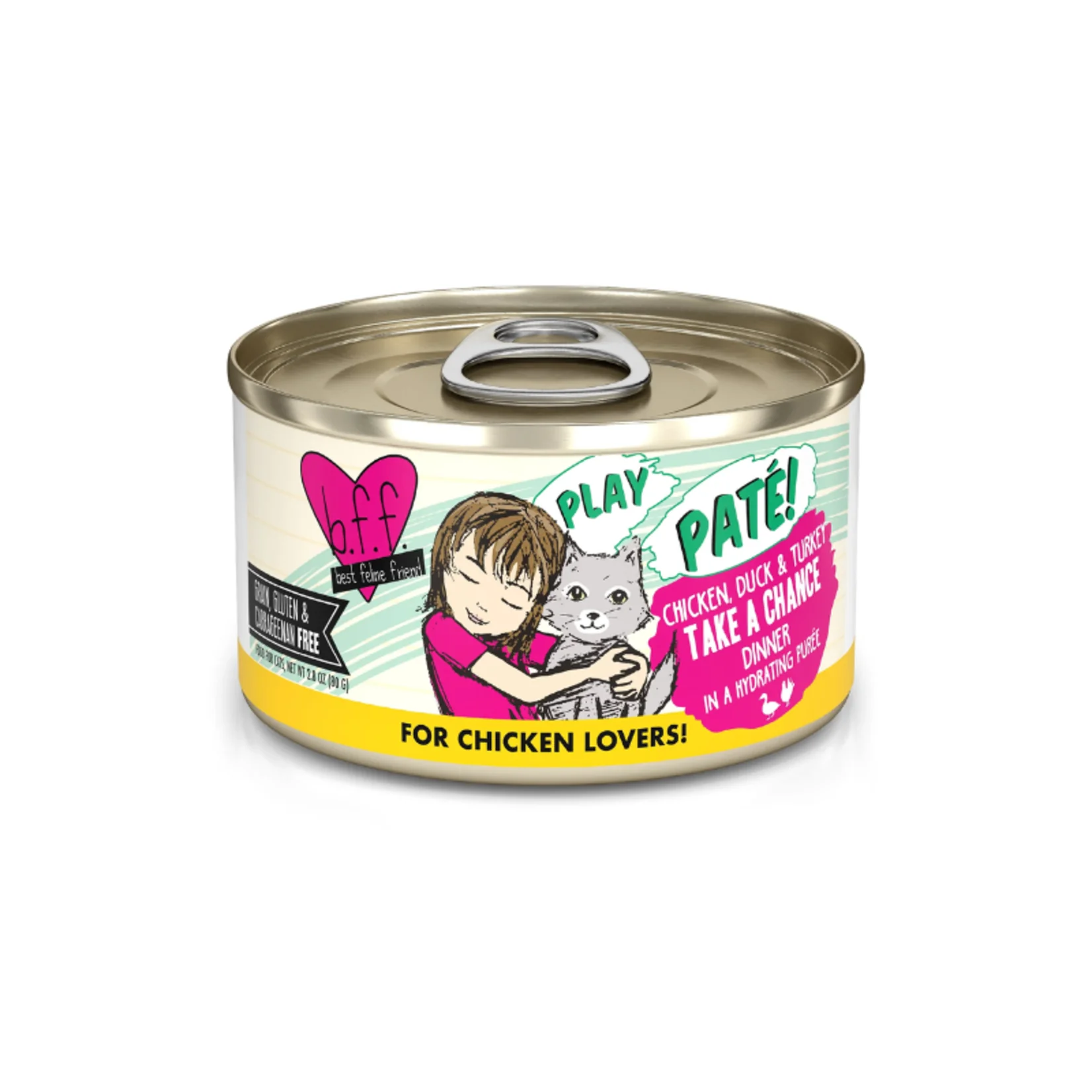 Weruva B.F.F. PLAY Pate Cat food 2.8oz Can Take a Chance Chicken and Duck - Image 1