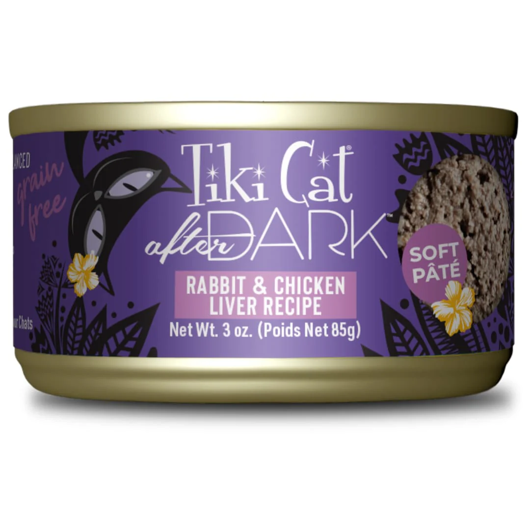 Tiki Cat After Dark Pate Wet Cat Food Rabbit & Chicken Liver 3oz Can - Image 1