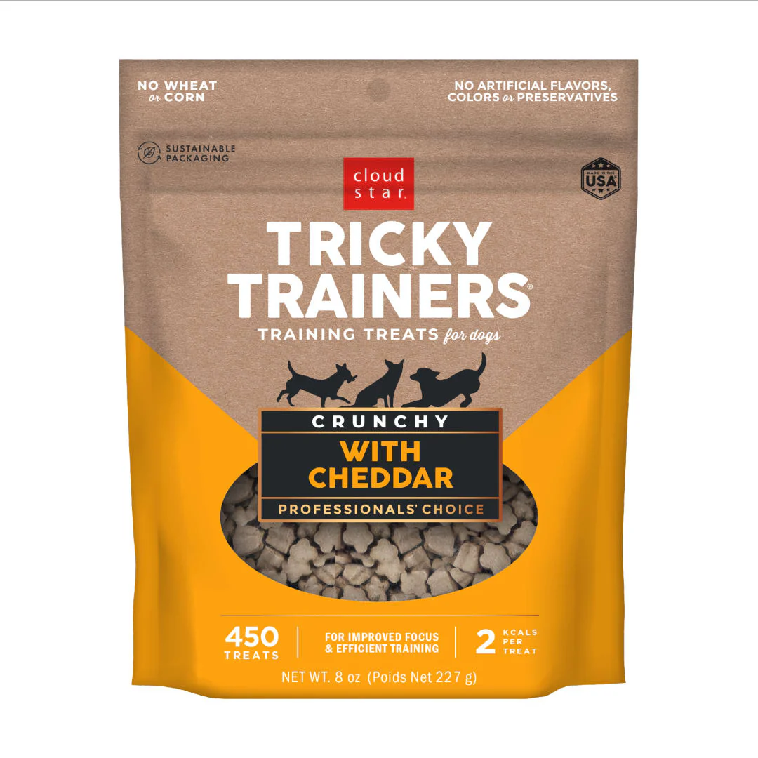 Cloud Star Tricky Trainers Crunchy Dog Treats, Cheddar, 8 oz. Pouch - Image 1