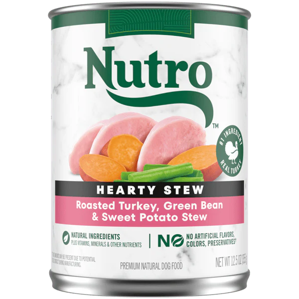Nutro Wet Dog Food Hearty Stew Roasted Turkey, Sweet Potato & Green Bean Stew 12.5oz can - Image 1