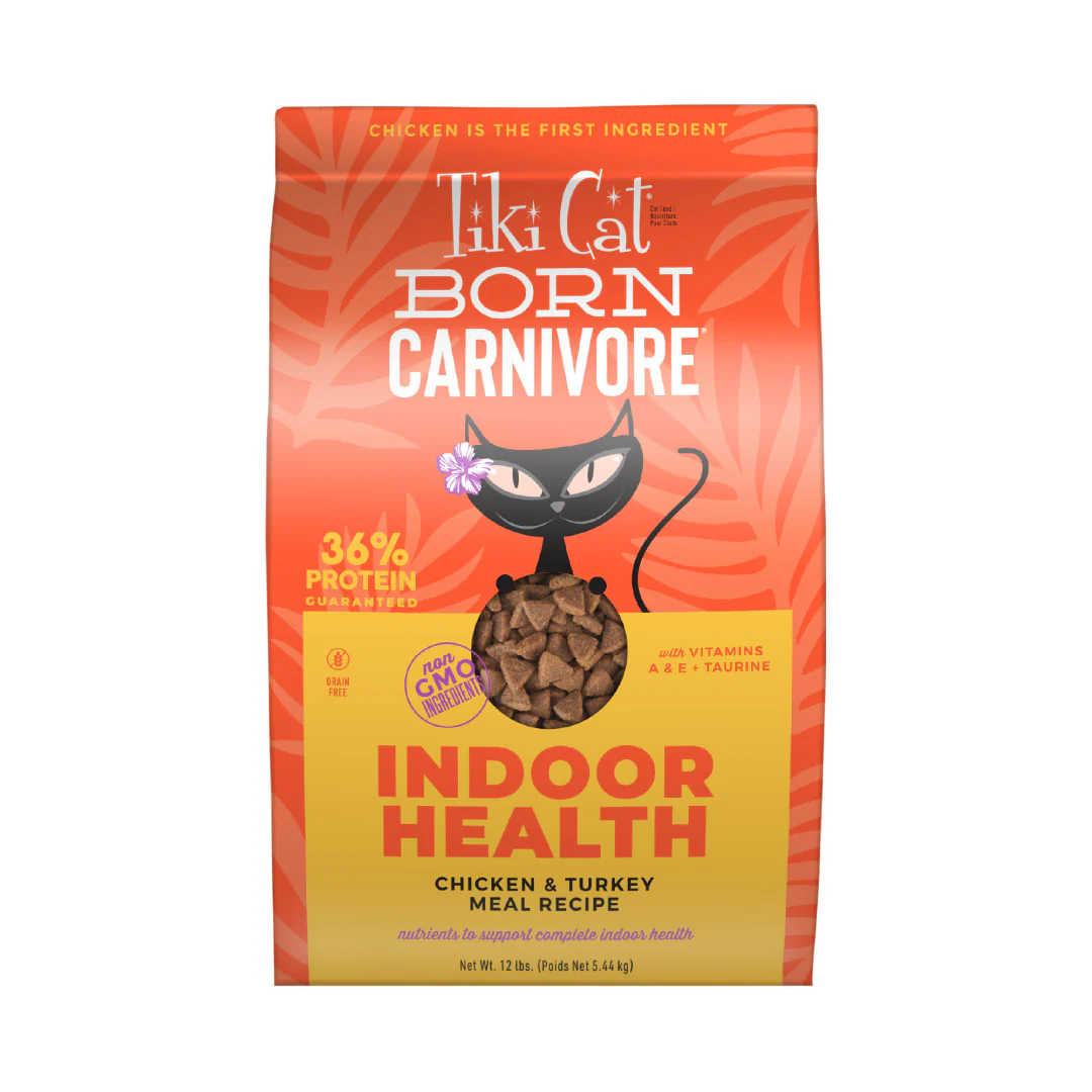 Tiki Cat Born Carnivore Indoor Health Dry Cat Food Chicken & Turkey Meal 12lb - Image 1