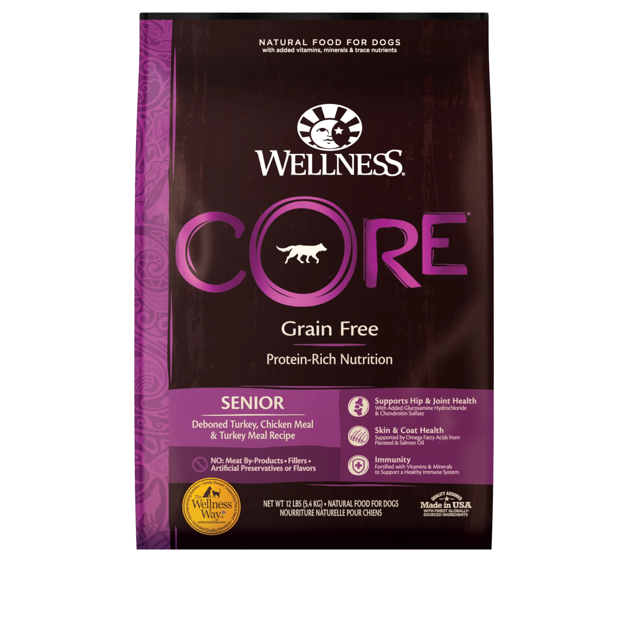 Wellness CORE Natural Grain Free Dry Dog Food Senior 12lb Bag - Image 1