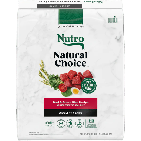 Nutro Natural Choice Dry Dog Food Adult Beef & Brown Rice Recipe 12lb bag - Image 1