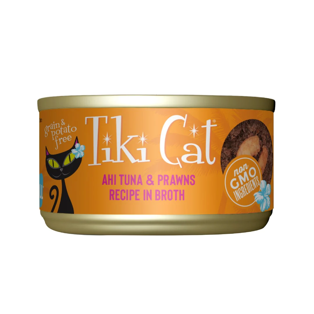 Tiki Cat Grill Wet Cat Food Ahi Tuna & Prawns 2.8oz Can - Image 1