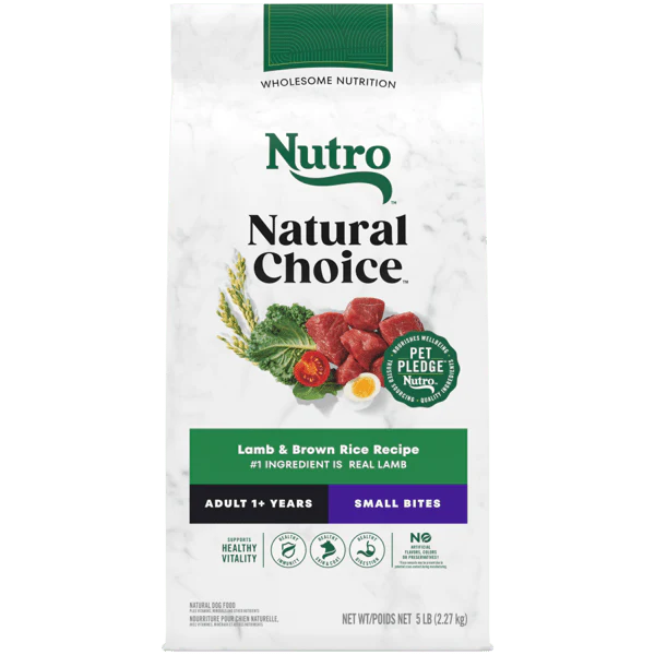 Nutro Natural Choice Dry Dog Food Adult Small Bites Lamb & Brown Rice Recipe 5lb bag - Image 1