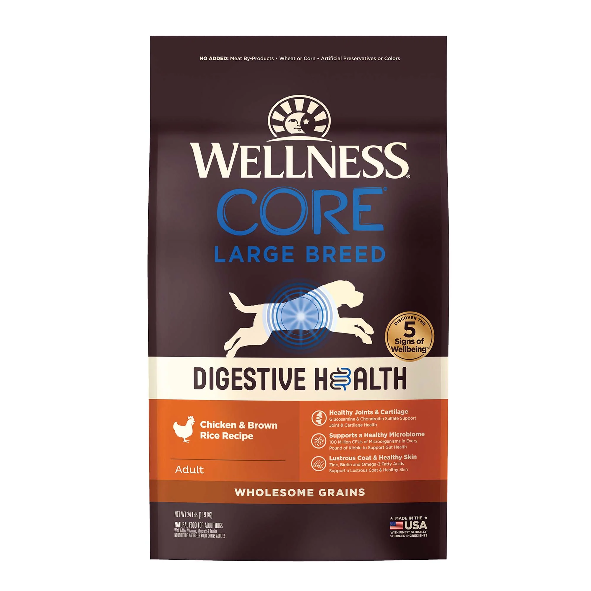Wellness CORE Digestive Health Large Breed Chicken & Brown Rice Dry Dog Food 24lb Bag - Image 1