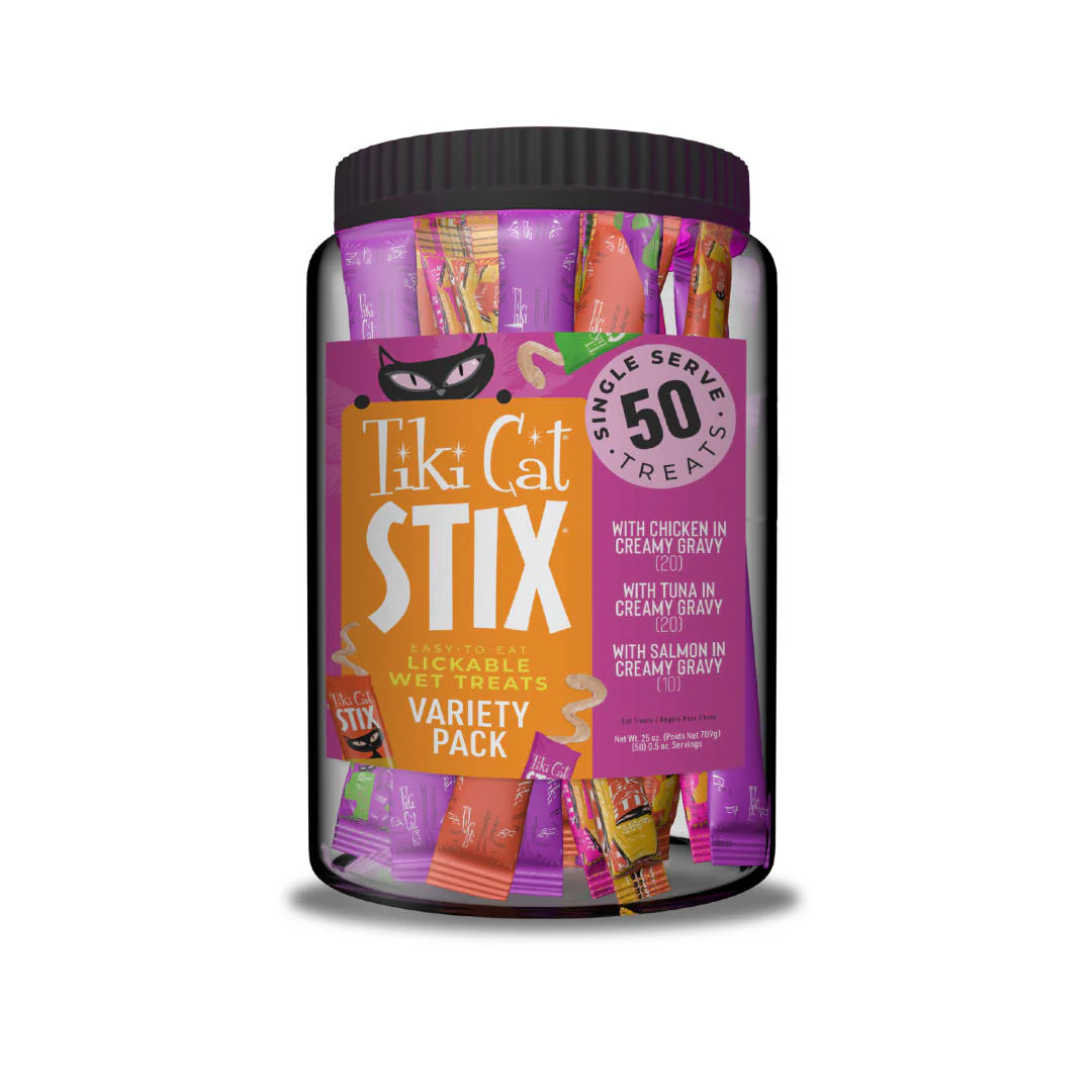 Tiki Cat Stix Wet Cat Treats .5oz Variety Mega Jar 50ct - Image 1
