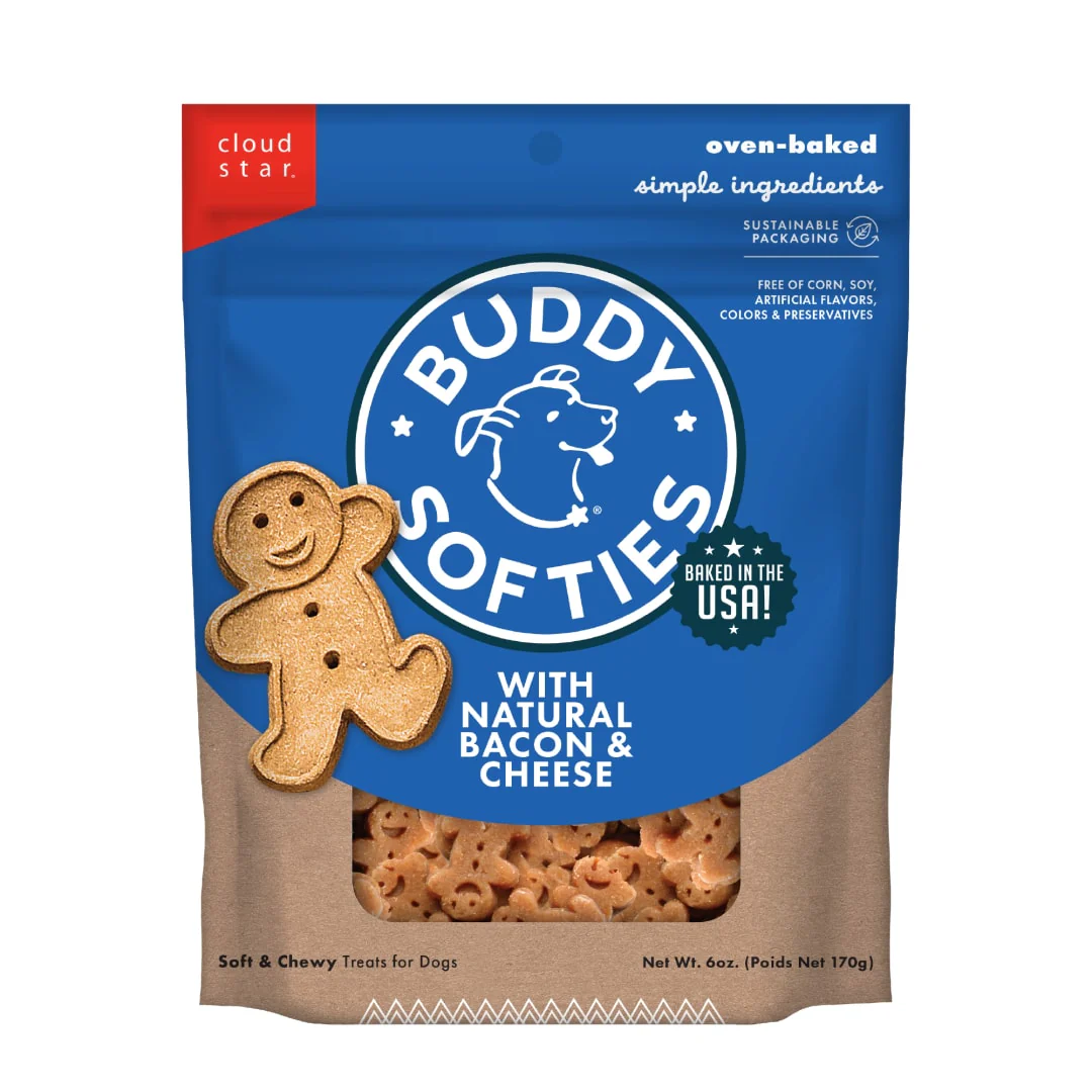 Cloud Star Buddy Biscuits Softies Soft & Chewy Dog Treats, Bacon & Cheese, 6 oz. Pouch - Image 1