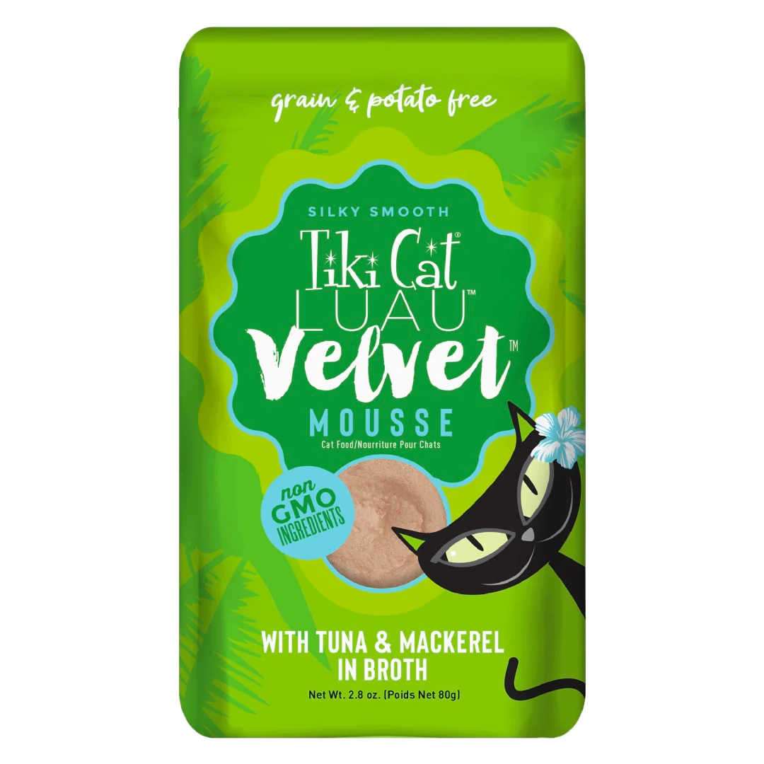 Tiki Cat Luau Velvet Mousse Wet Cat Food, Tuna & Mackerel, 2.8oz Pouch - Image 1