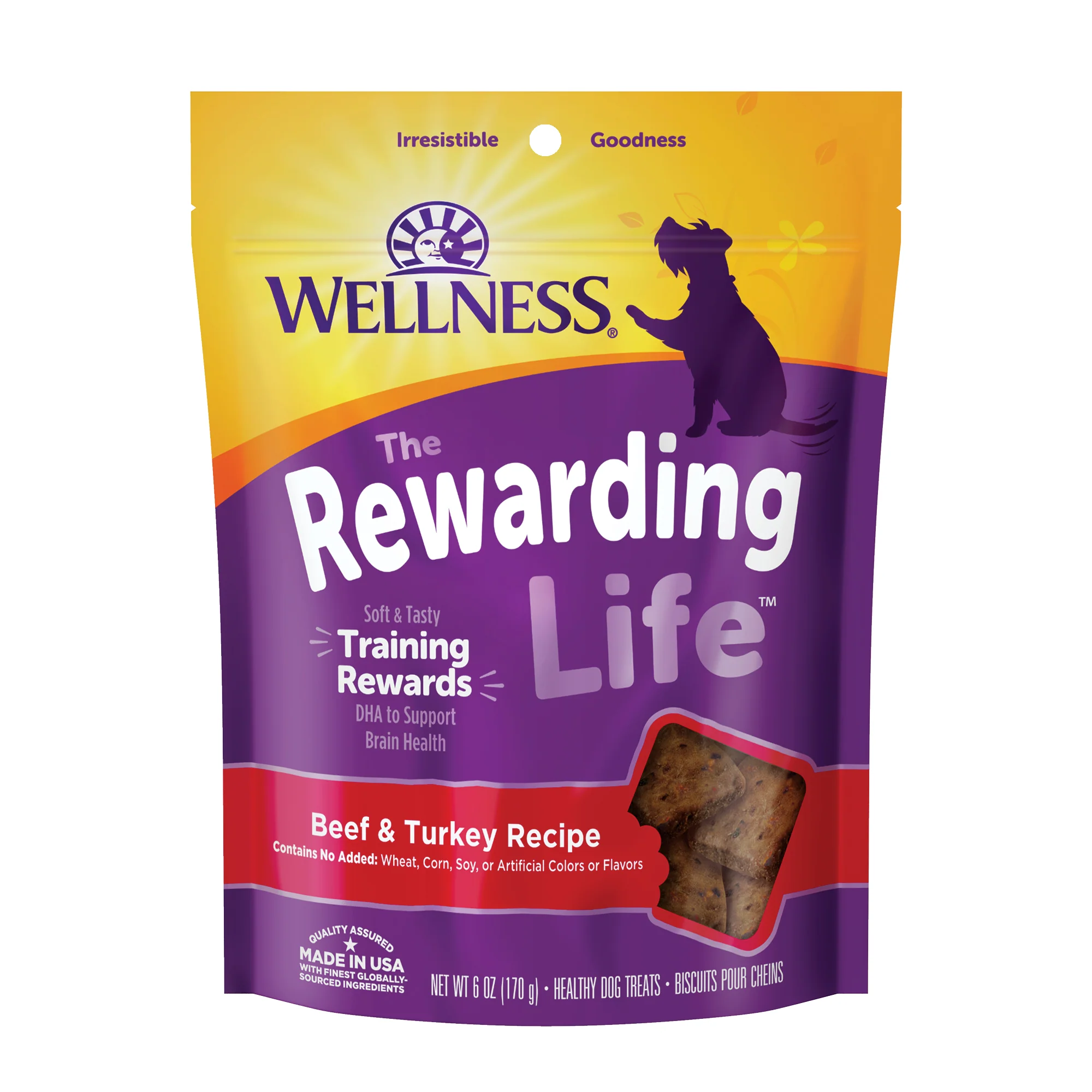 Wellness Rewarding Life Soft & Chewy Dog Treats Grain Free Beef & Turkey 6oz Bag - Image 1
