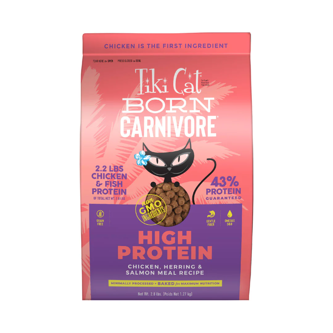 Tiki Cat Born Carnivore High Protein Dry Cat Food Chicken Herring & Salmon Meal 2.8lb - Image 1