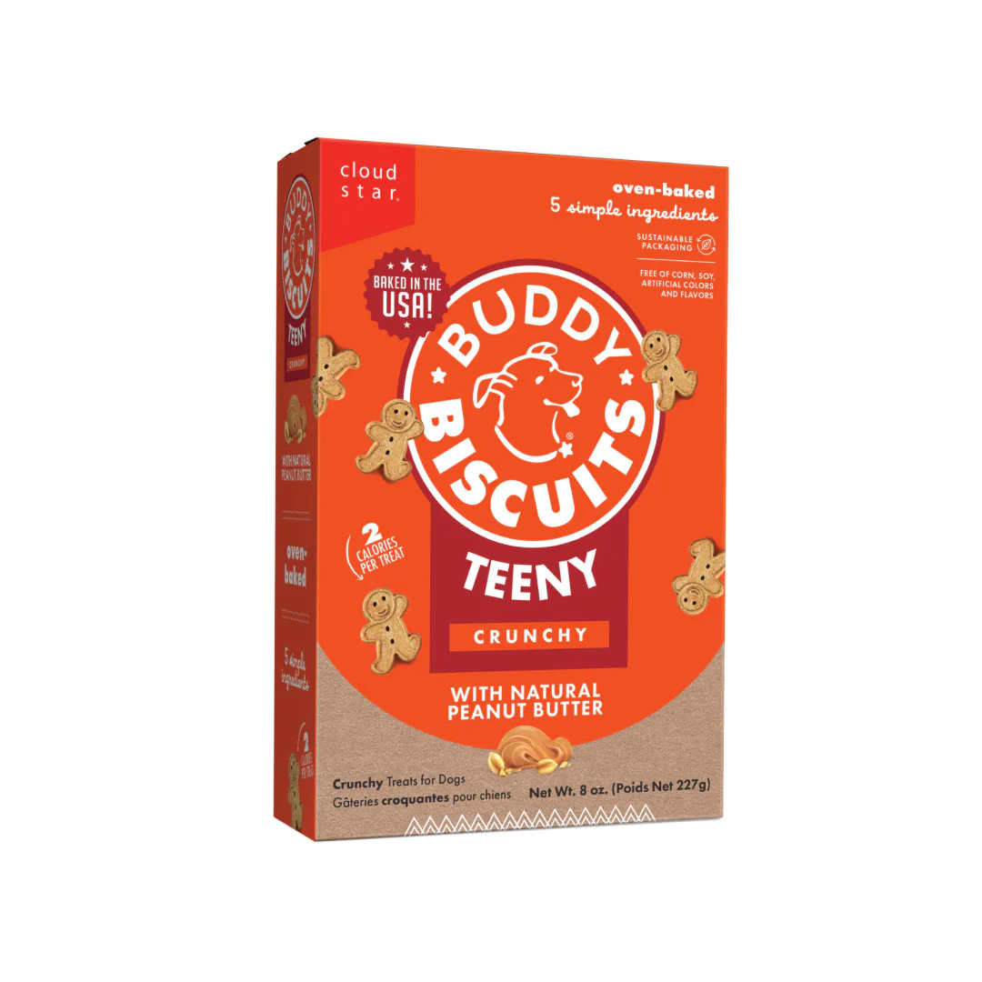 Cloud Star Buddy Biscuits Teeny Crunchy Dog Treats, Peanut Butter, 8 oz. Box - Image 1