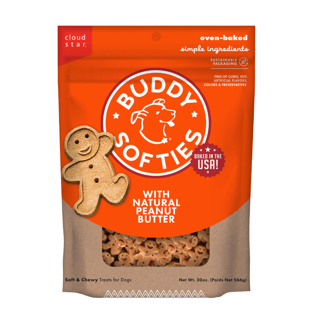 Buddy Biscuits Softies Soft & Chewy Dog Treats, Peanut Butter, 20 oz. Pouch - Image 1