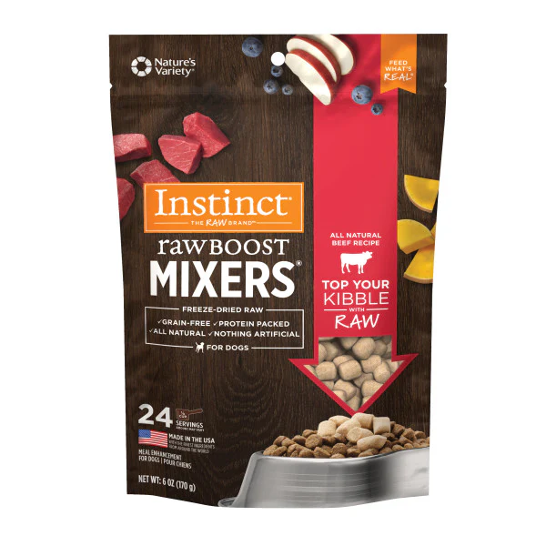 Instinct Freeze-Dried Raw Boost Mixers Grain-Free Beef Recipe Freeze-Dried Dog Food Topper 6oz Bag - Image 1