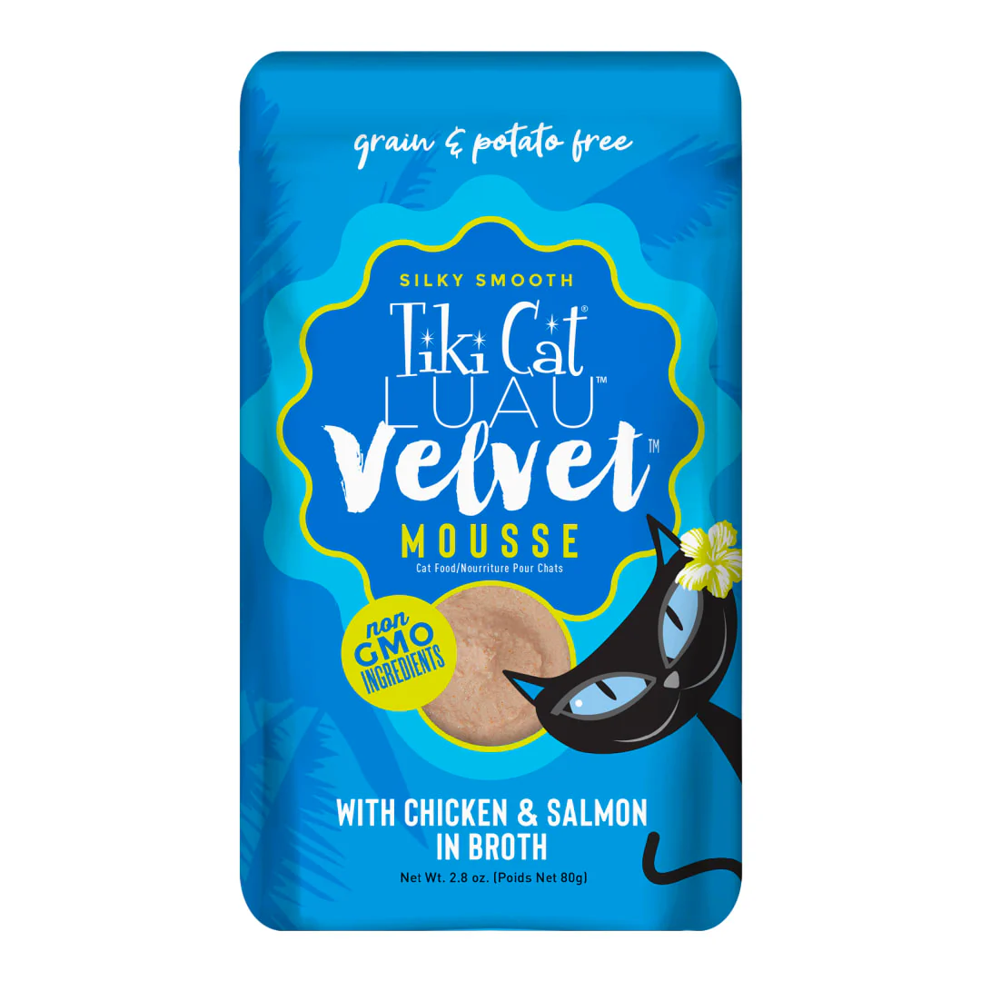Tiki Cat Luau Velvet Mousse Wet Cat Food, Chicken & Salmon, 2.8oz Pouch - Image 1