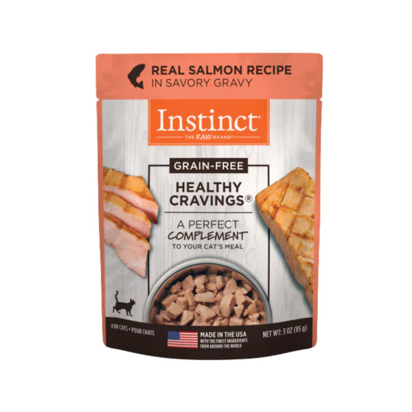 Instinct Healthy Cravings Grain-Free Real Salmon Recipe in Savory Gravy Wet Cat Food Topper 3oz Pouch - Image 1