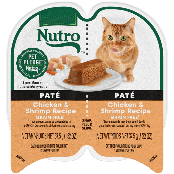 Nutro Wet Cat Food 2.6oz portion cup Chicken & Shrimp Paté Recipe - Image 1