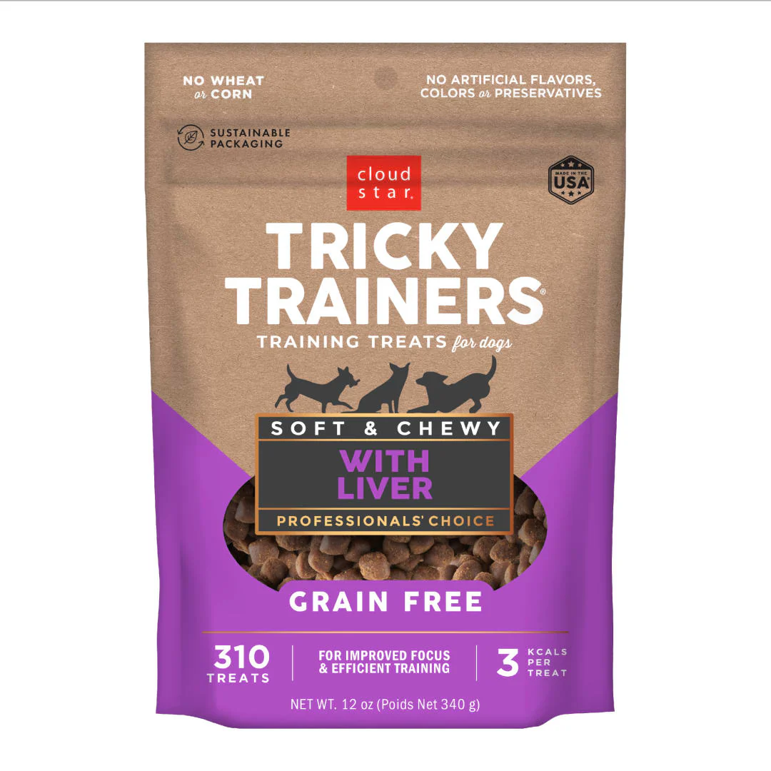 Cloud Star Tricky Trainers Soft & Chewy Grain Free Dog Treats, Liver, 12 oz. Pouch - Image 1