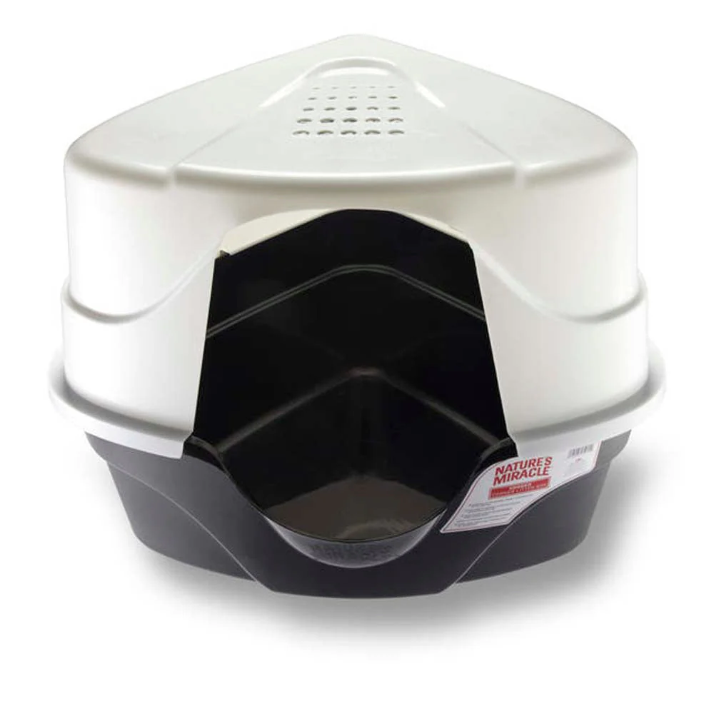 Nature’s Miracle Just for Cats Advanced Hooded Corner Cat Litter Box Black & White eXtra Large