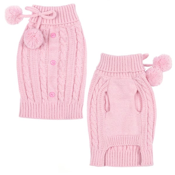 Petedge East Side Collection Cable Dog Sweater Small Pink - Image 1